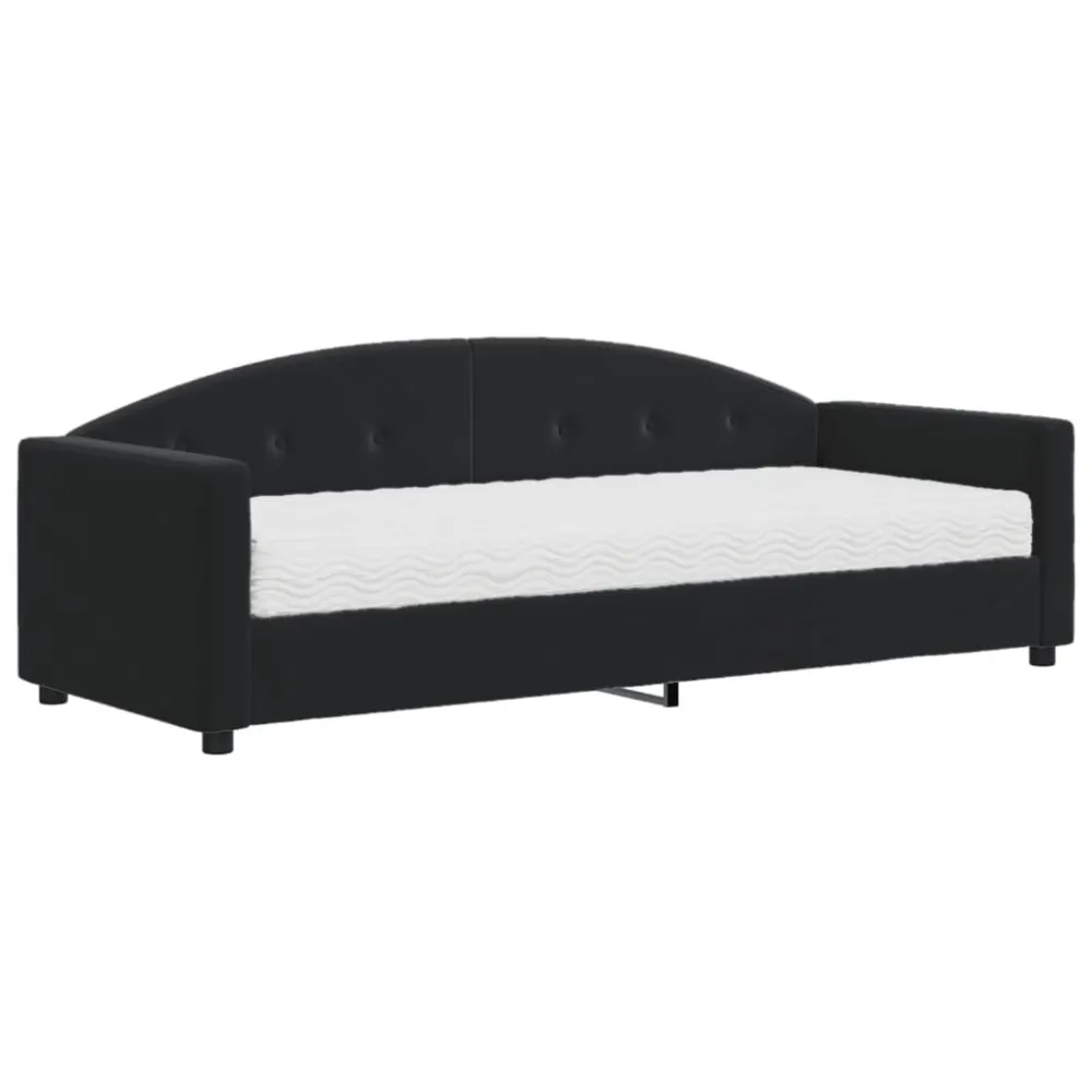 Slaapbank met matras 80x200 cm fluweel zwart