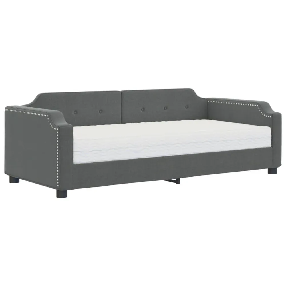 Slaapbank met matras 80x200 cm stof donkergrijs