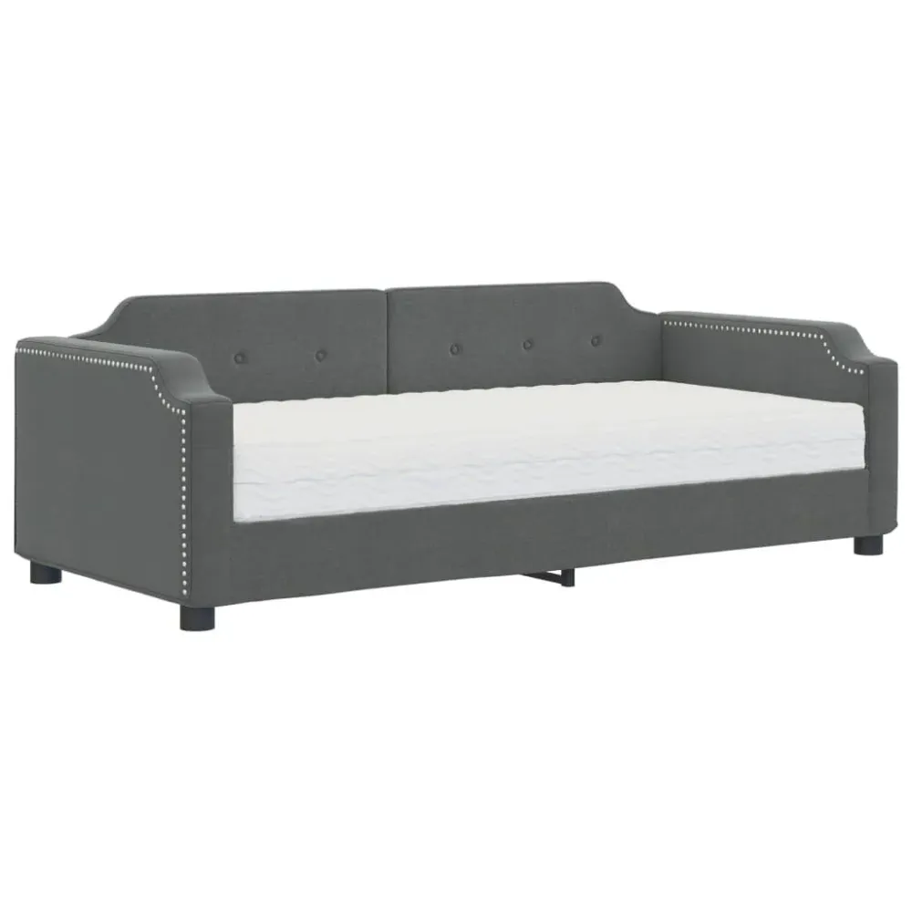 Slaapbank met matras 80x200 cm stof donkergrijs
