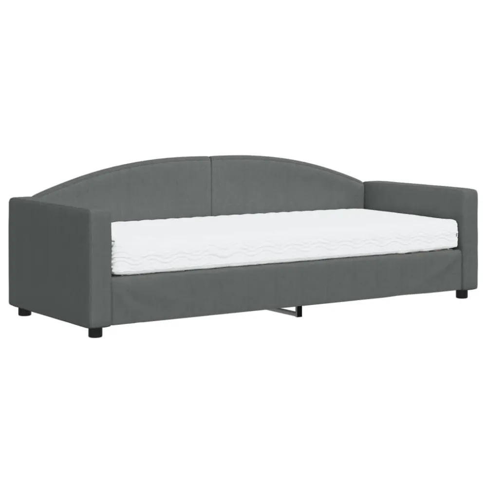 Slaapbank met matras 80x200 cm stof donkergrijs