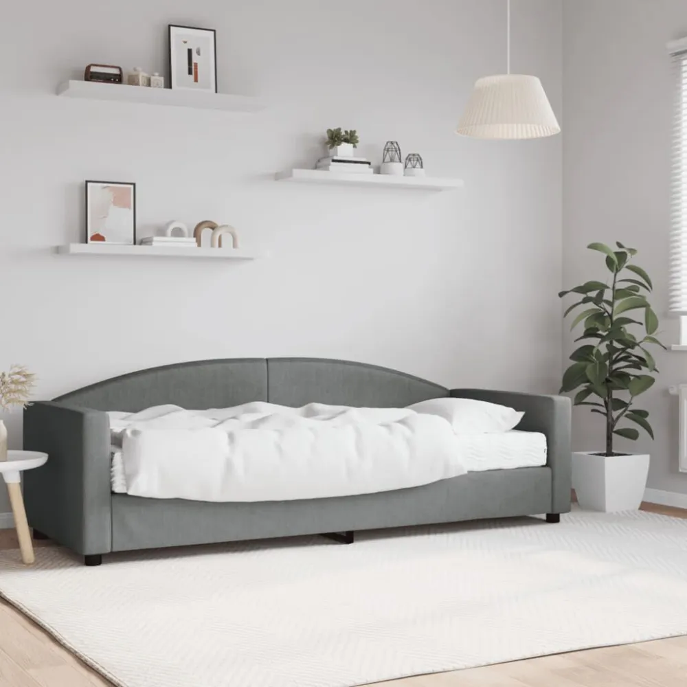 Slaapbank met matras 80x200 cm stof donkergrijs