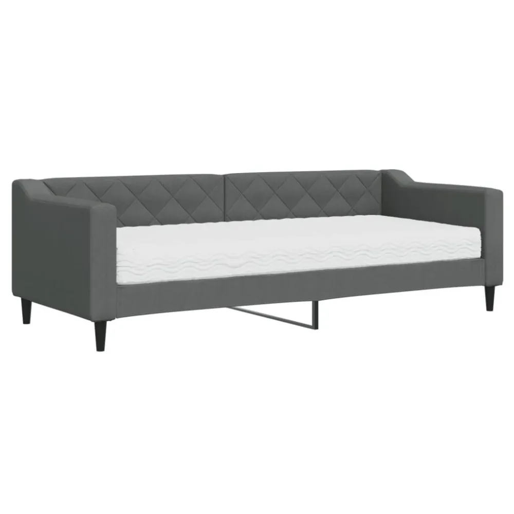 Slaapbank met matras 80x200 cm stof donkergrijs