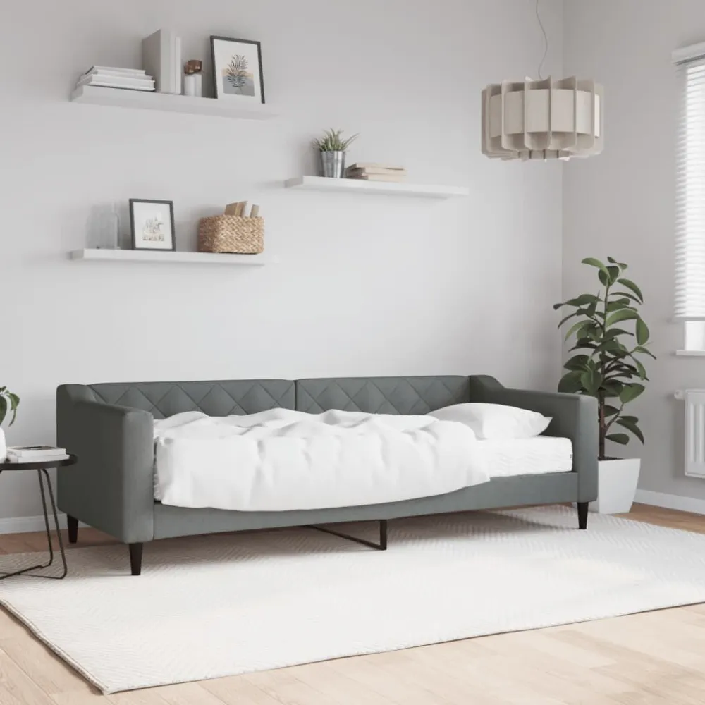 Slaapbank met matras 80x200 cm stof donkergrijs