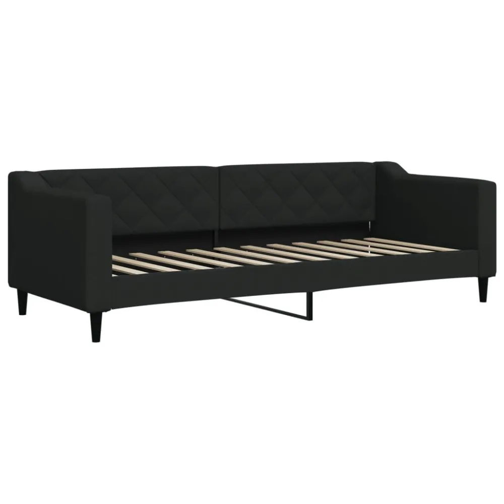 Slaapbank met matras 80x200 cm stof zwart Beige | Donkergrijs