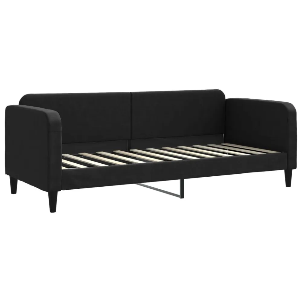 Slaapbank met matras 80x200 cm stof zwart met Geïntegreerde USB