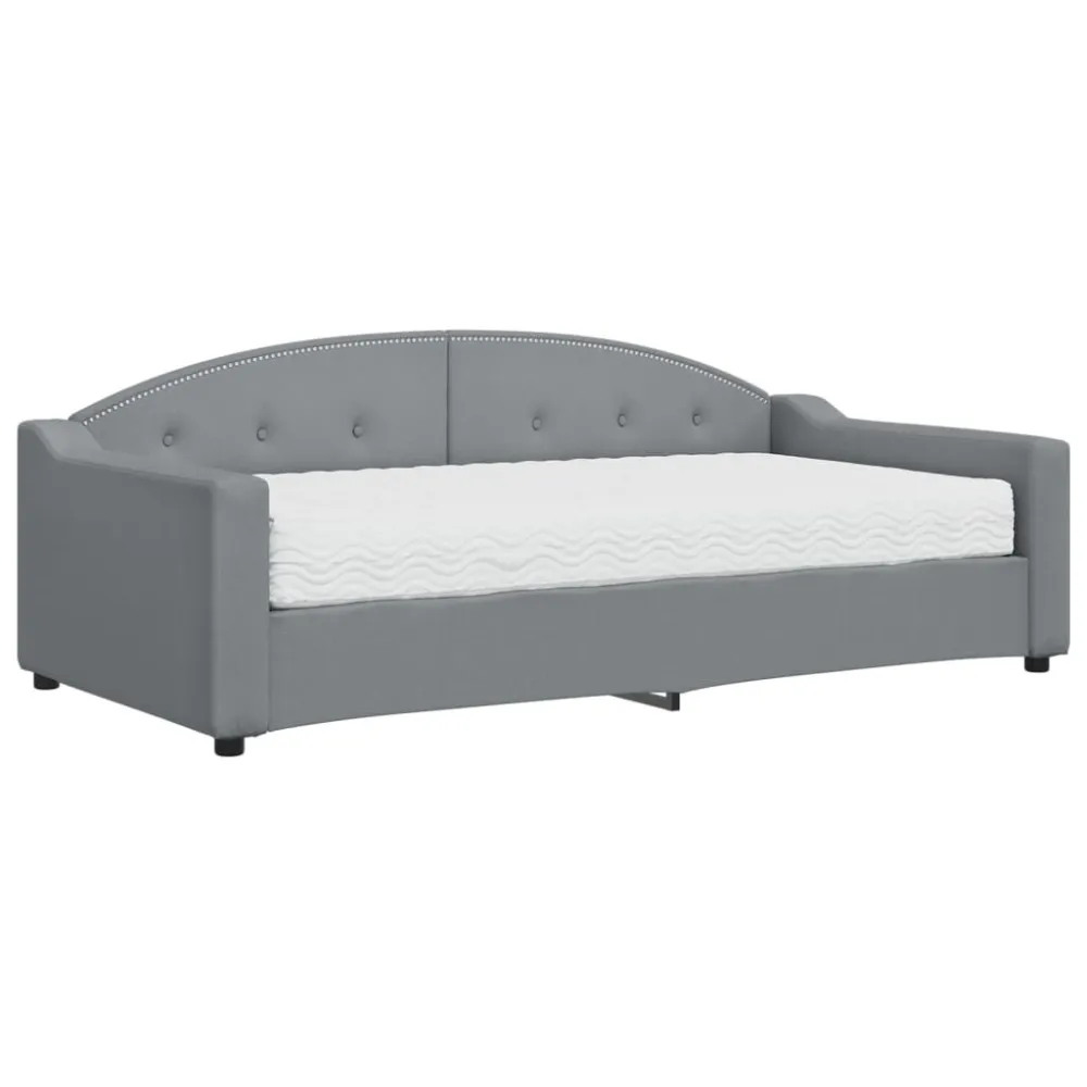 Slaapbank met matras 90x190 cm stof lichtgrijs