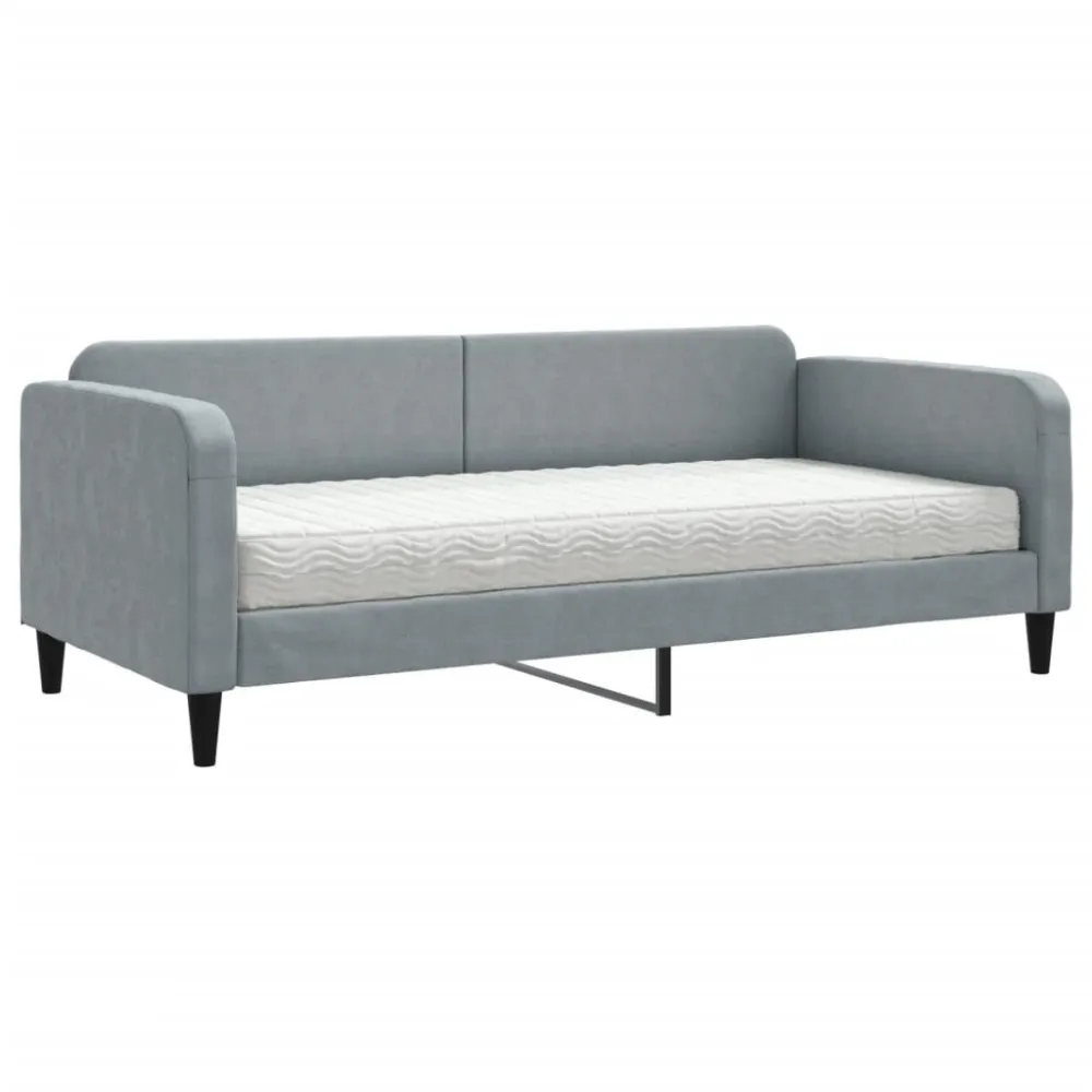 Slaapbank met matras 90x190 cm stof lichtgrijs