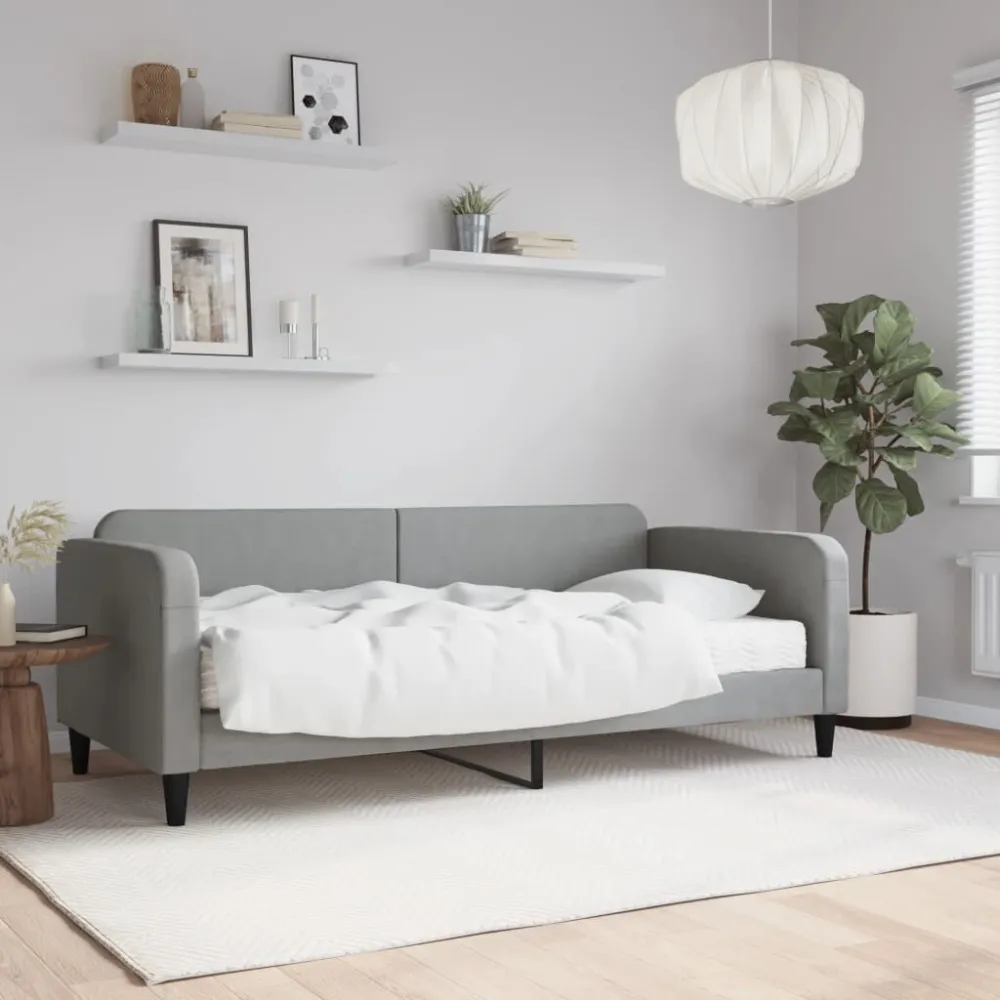 Slaapbank met matras 90x190 cm stof lichtgrijs