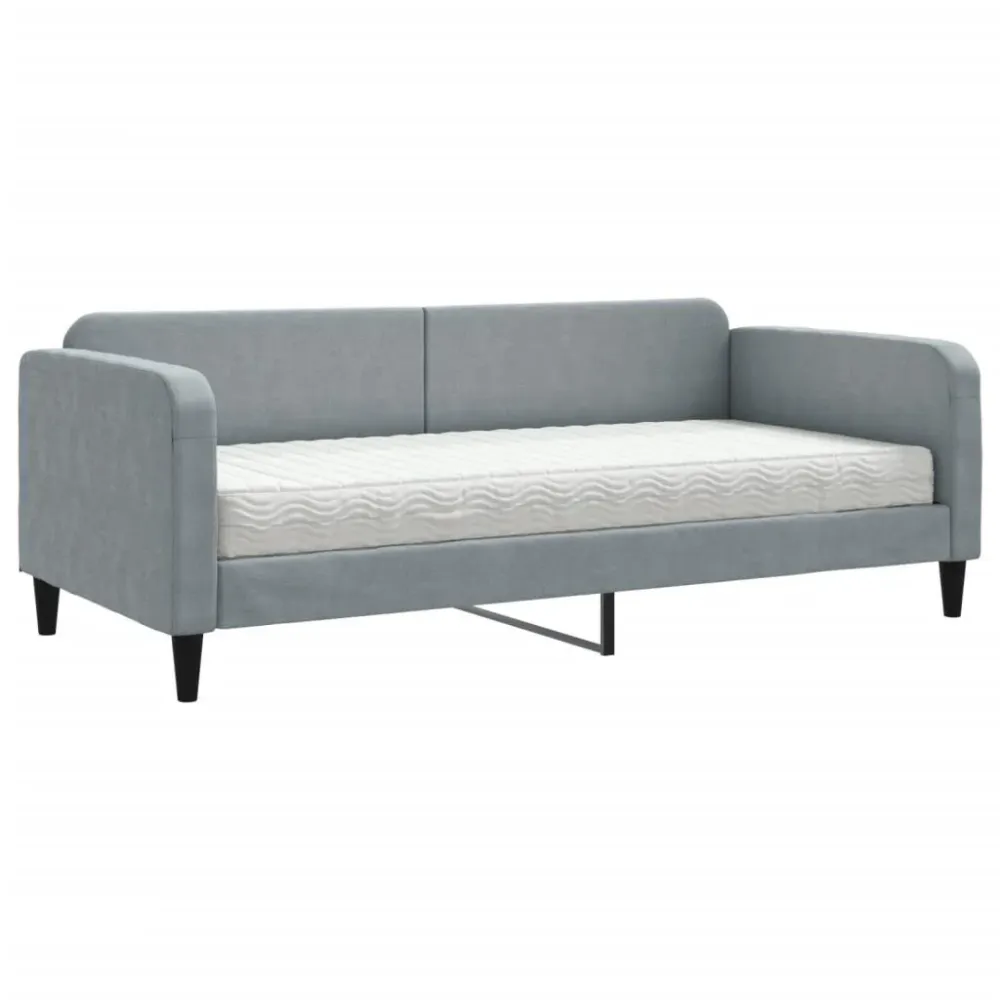 Slaapbank met matras 90x190 cm stof lichtgrijs