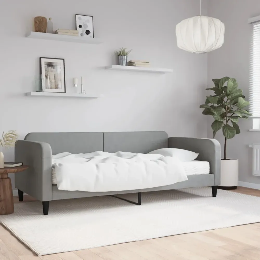 Slaapbank met matras 90x190 cm stof lichtgrijs