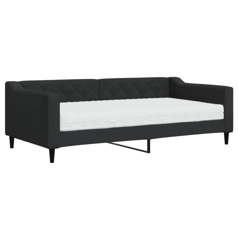 Slaapbank met matras 90x190 cm stof zwart