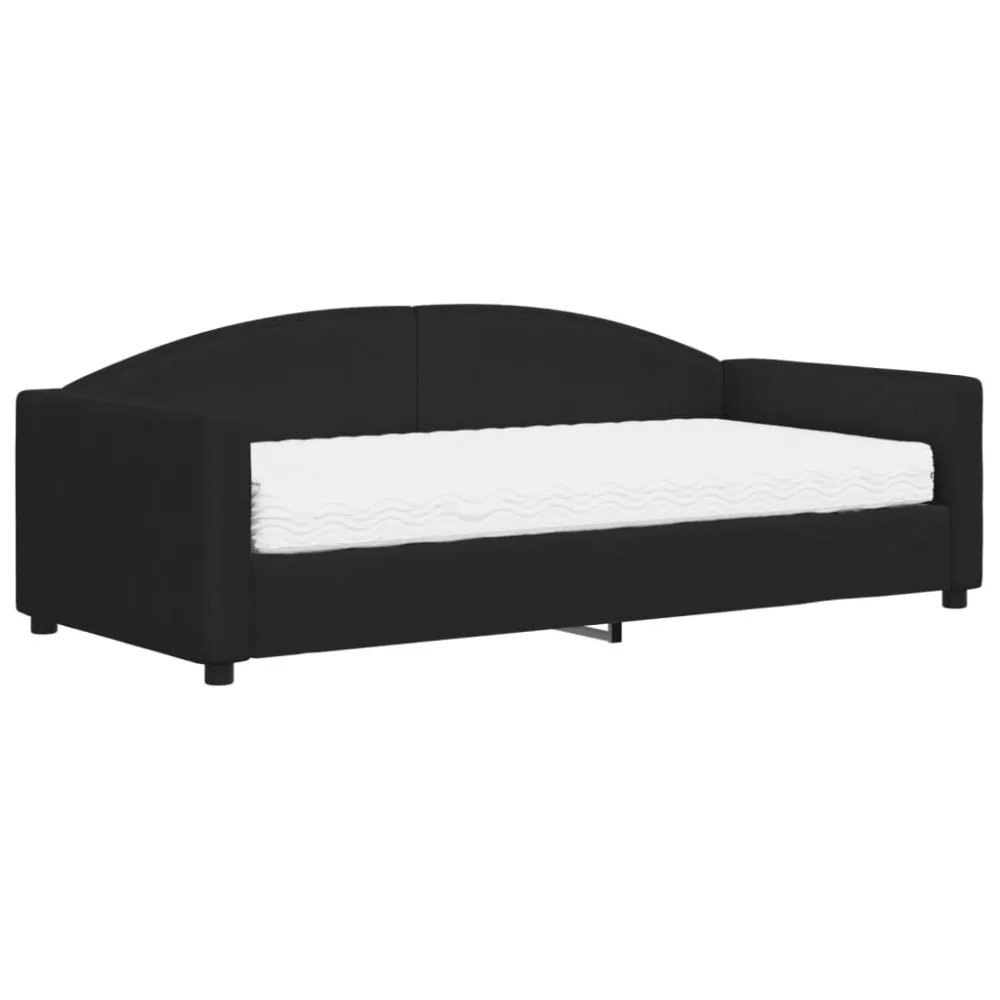 Slaapbank met matras 90x190 cm stof zwart