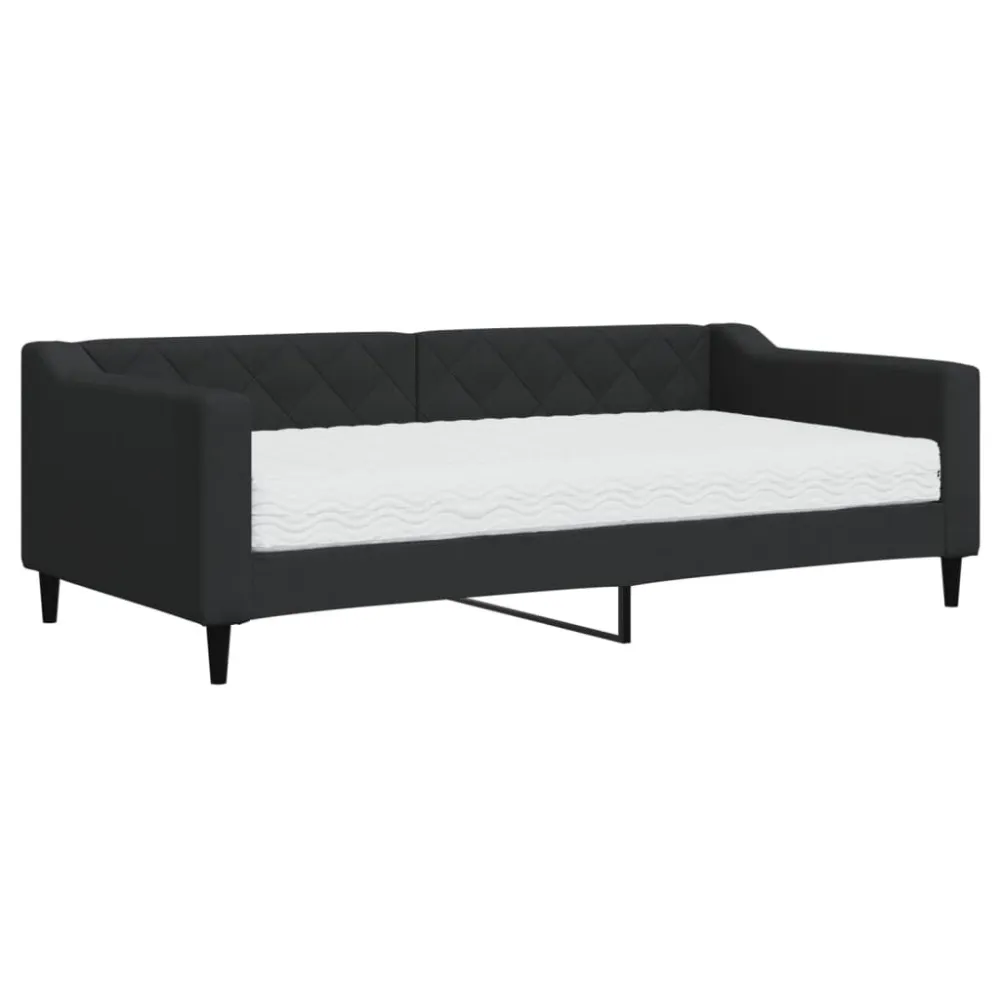 Slaapbank met matras 90x190 cm stof zwart