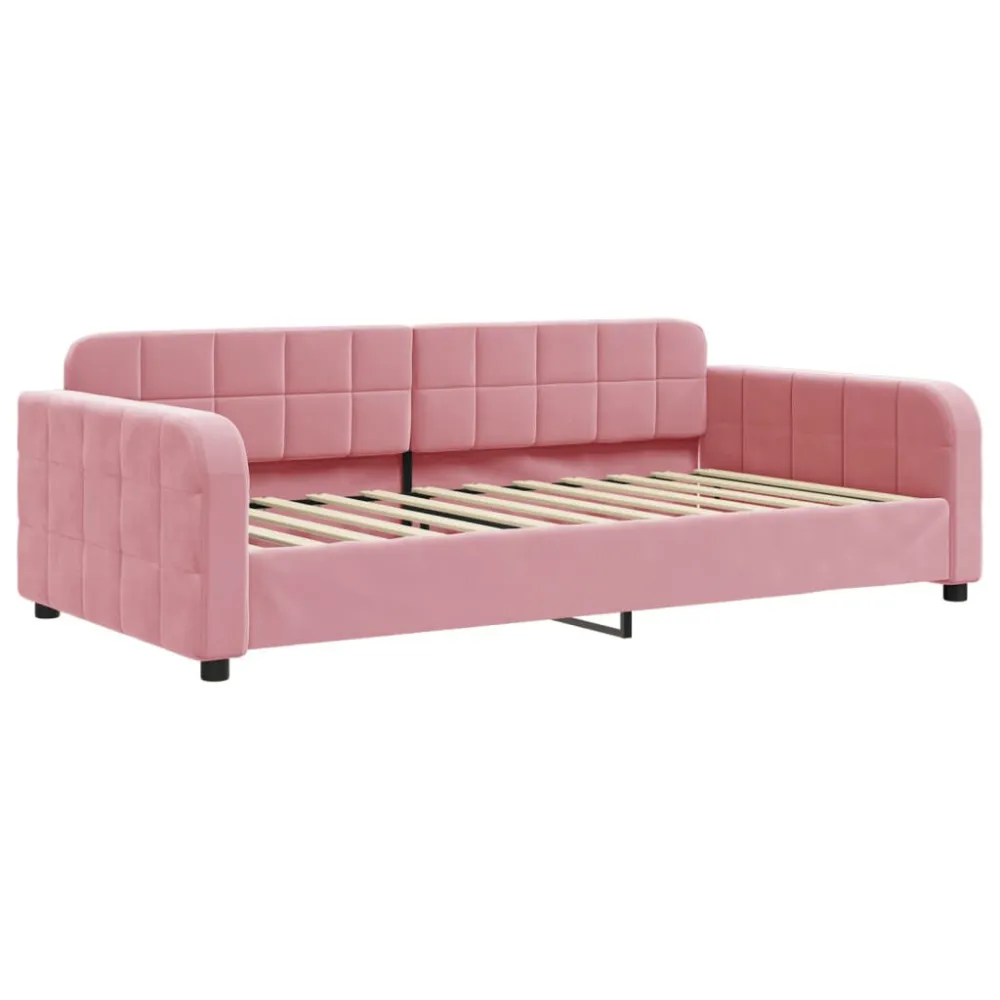 Slaapbank met matras 90x200 cm fluweel roze