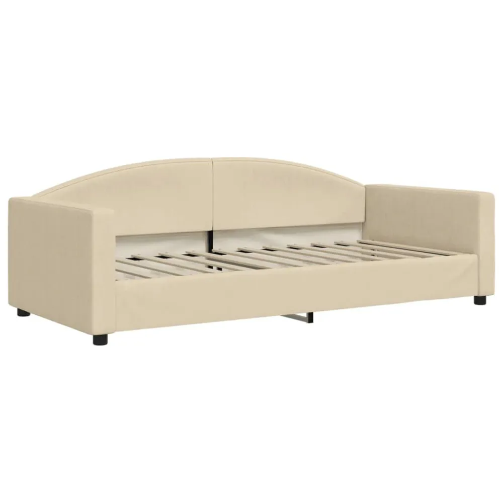 Slaapbank met matras 90x200 cm stof crèmekleurig