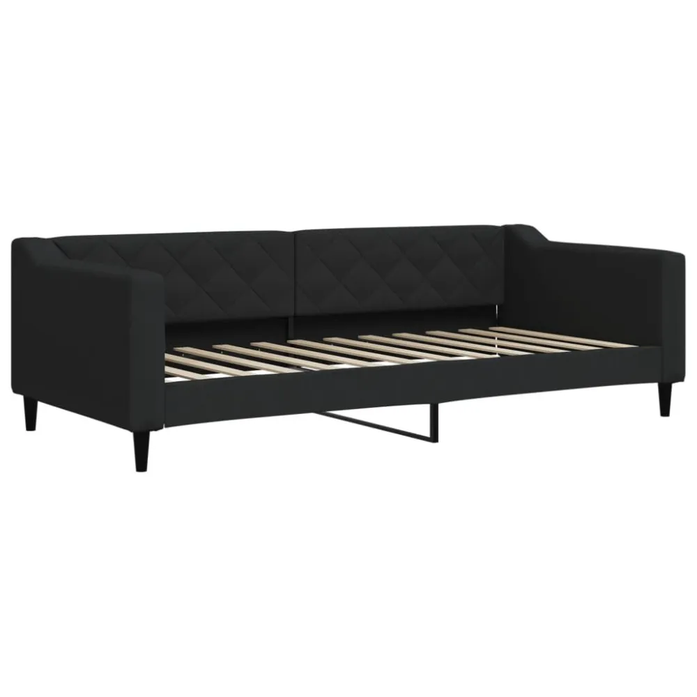 Slaapbank met matras 90x200 cm stof zwart