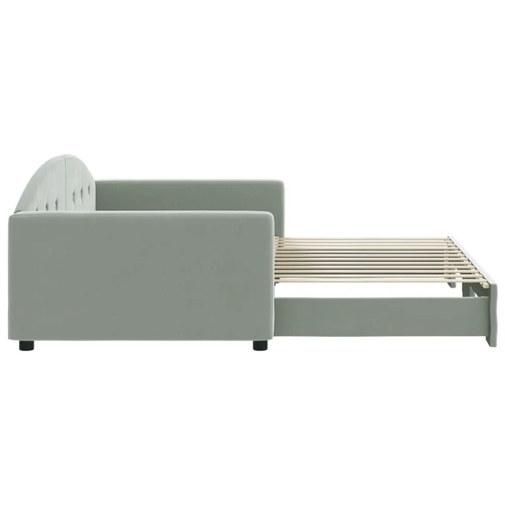 Slaapbank met onderschuifbed 100x200 cm fluweel lichtgrijs