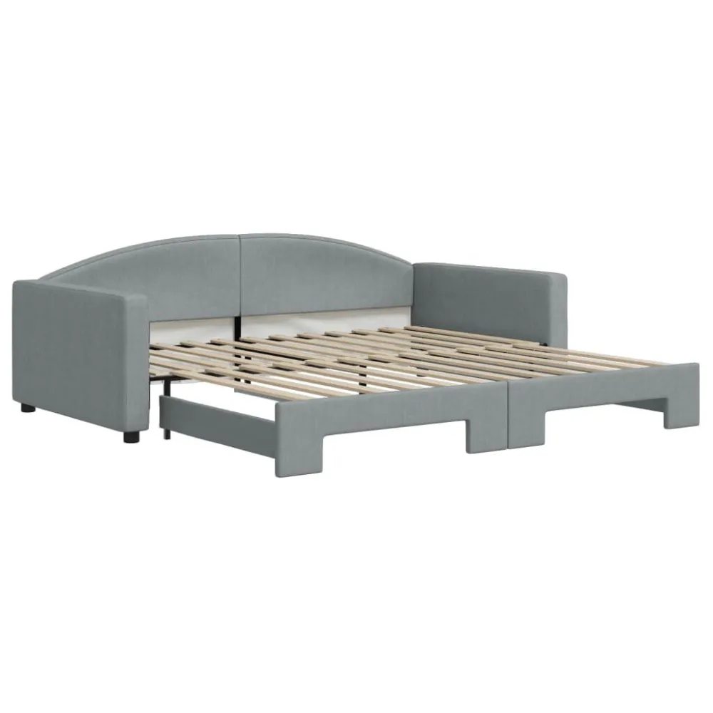 Slaapbank met onderschuifbed 100x200 cm stof lichtgrijs