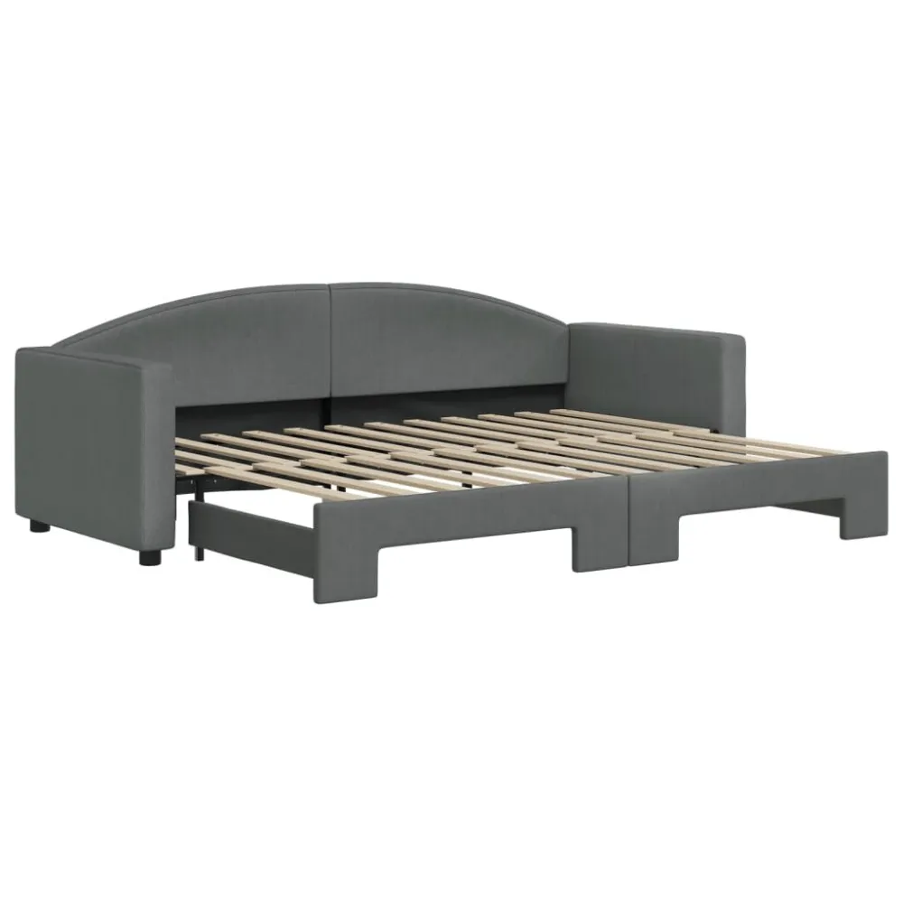 Slaapbank met onderschuifbed 80x200 cm stof donkergrijs