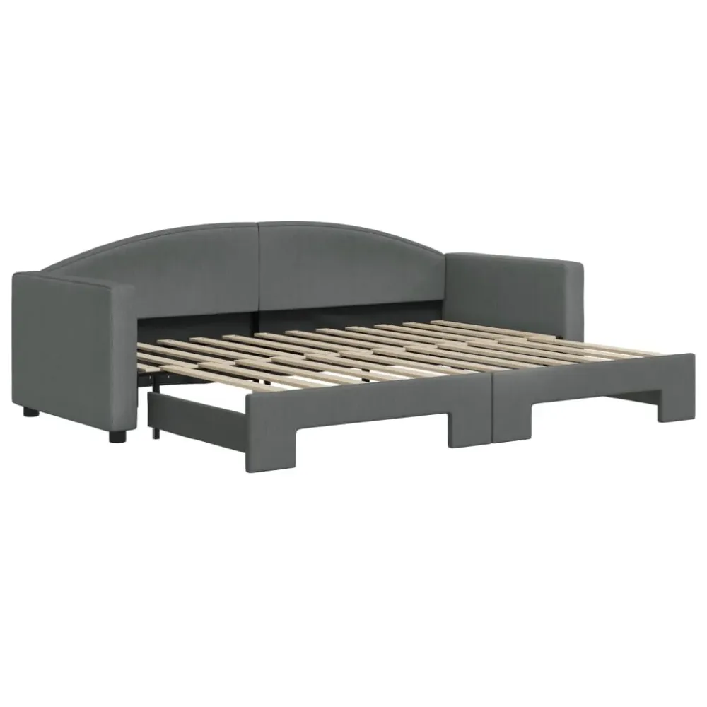 Slaapbank met onderschuifbed 80x200 cm stof donkergrijs