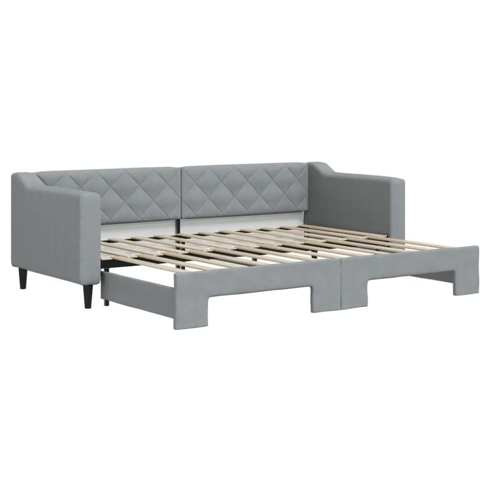 Slaapbank met onderschuifbed 80x200 cm stof lichtgrijs