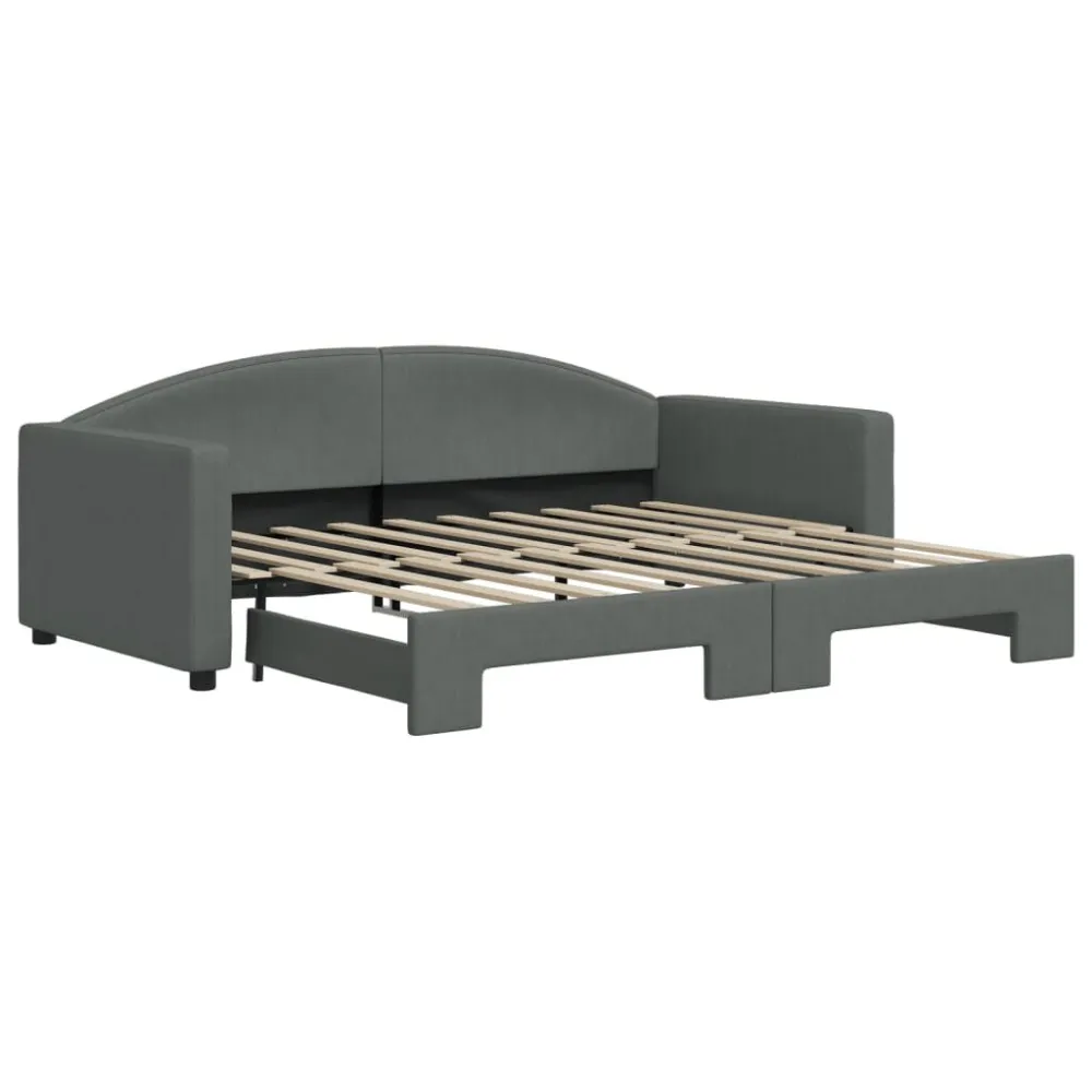Slaapbank met onderschuifbed 90x190 cm stof donkergrijs