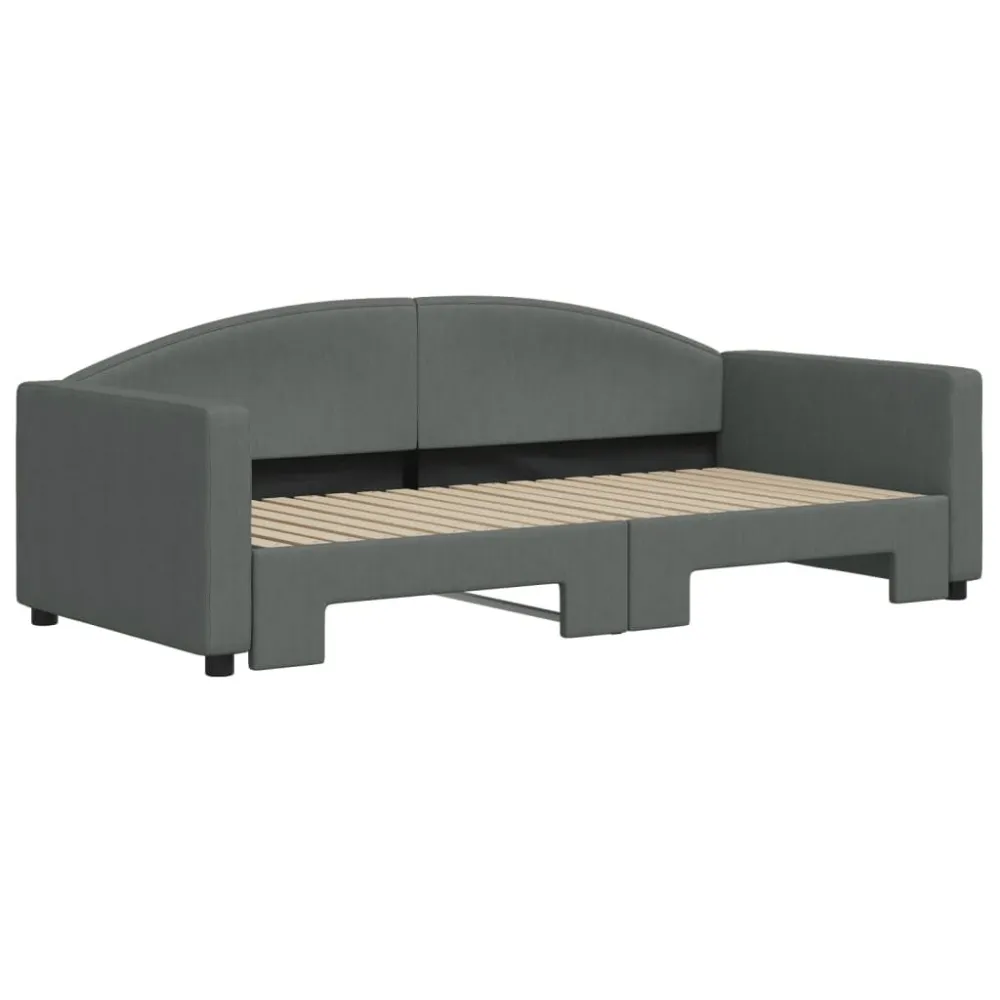 Slaapbank met onderschuifbed 90x190 cm stof donkergrijs