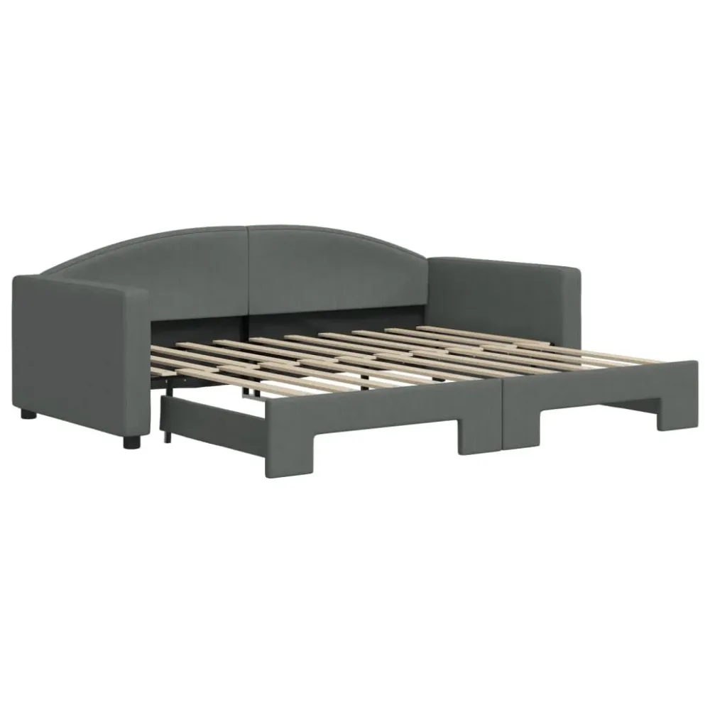 Slaapbank met onderschuifbed 90x190 cm stof donkergrijs