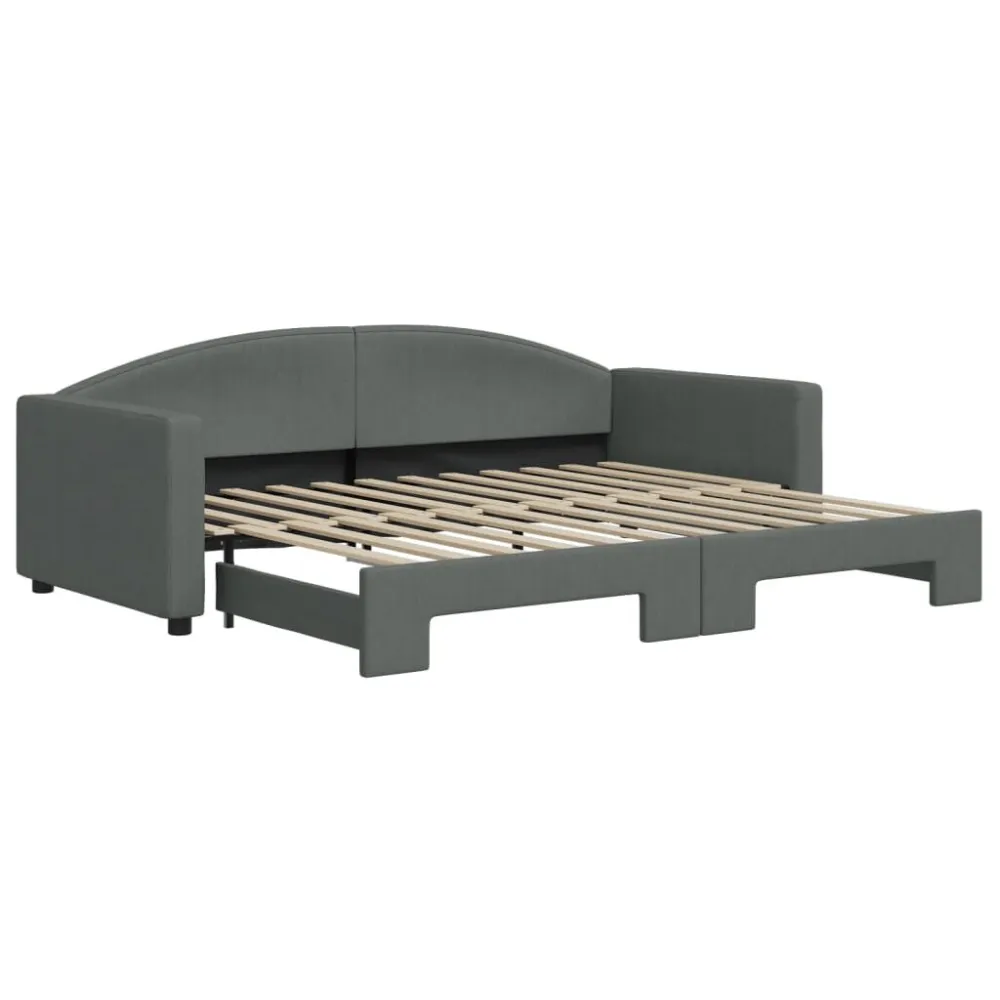 Slaapbank met onderschuifbed 90x200 cm stof donkergrijs