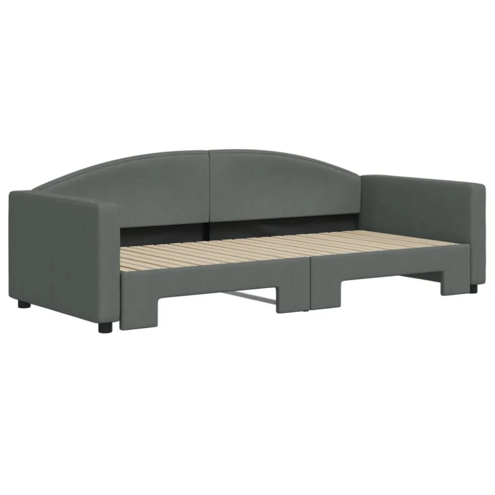 Slaapbank met onderschuifbed 90x200 cm stof donkergrijs