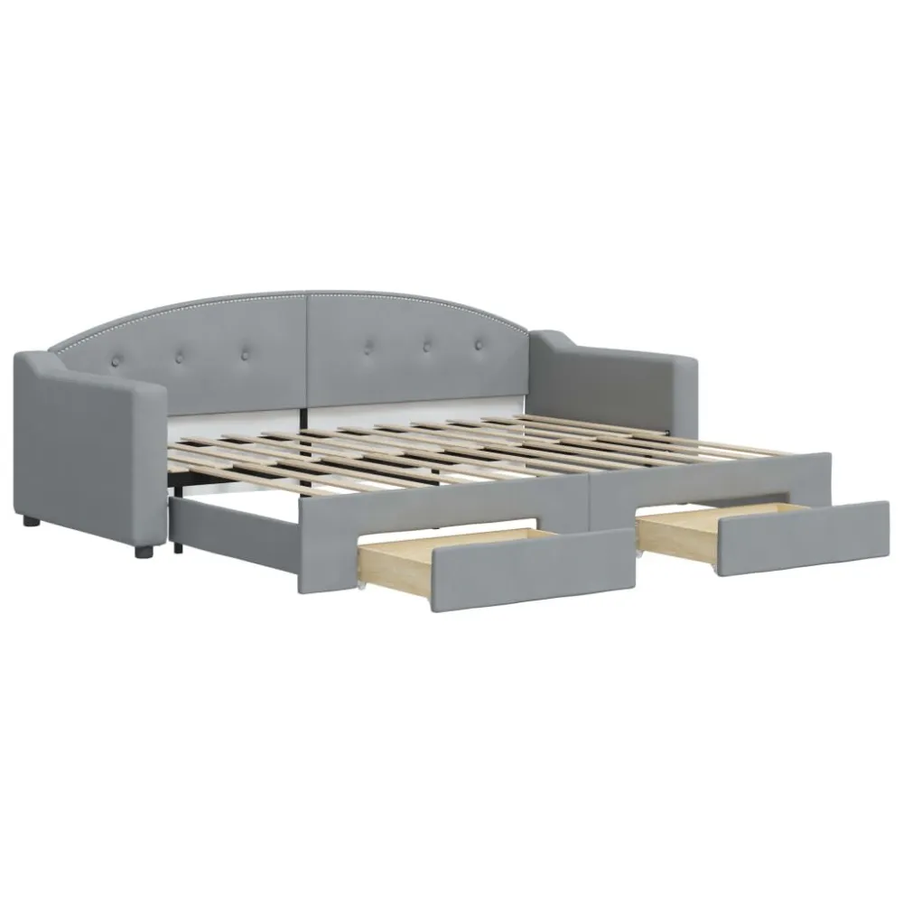 Slaapbank met onderschuifbed en lades 80x200 cm stof lichtgrijs