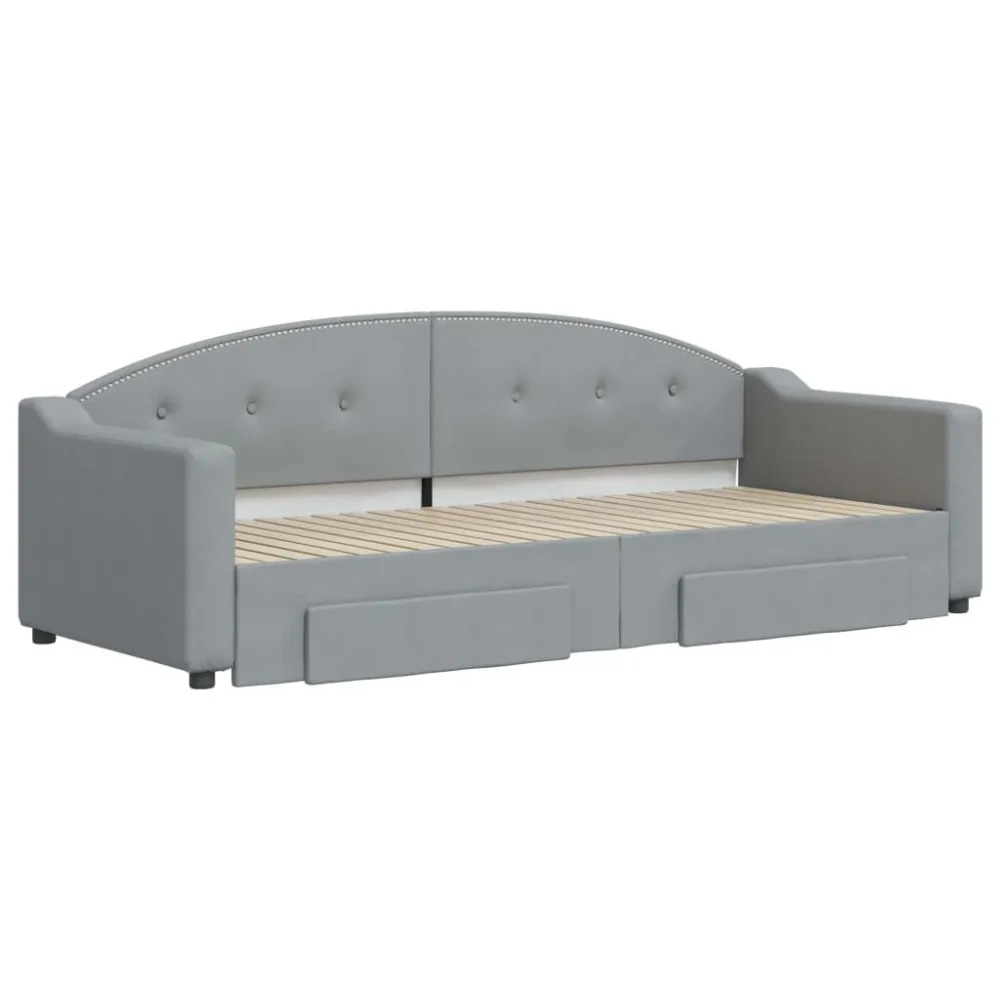Slaapbank met onderschuifbed en lades 80x200 cm stof lichtgrijs
