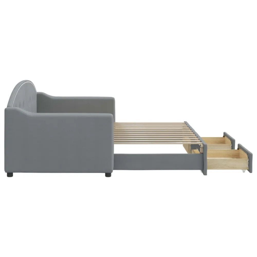 Slaapbank met onderschuifbed en lades 80x200 cm stof lichtgrijs