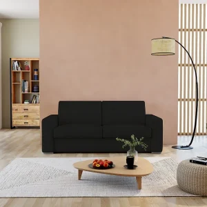 Slaapbank met 3 zitplaatsen 100% zwart buffelleer en een matras van 18 cm DELECTEA II op Maat Gemaakt