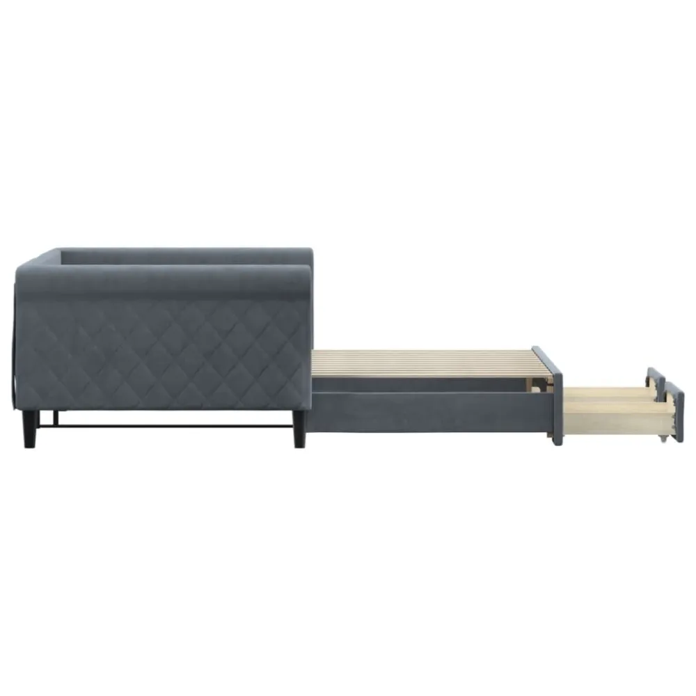 Slaapbank onderschuifbed lades 100x200 cm fluweel donkergrijs