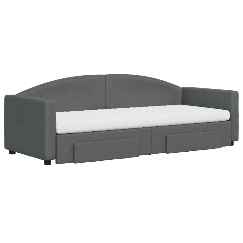 Slaapbank onderschuifbed en lades 80x200 cm stof donkergrijs