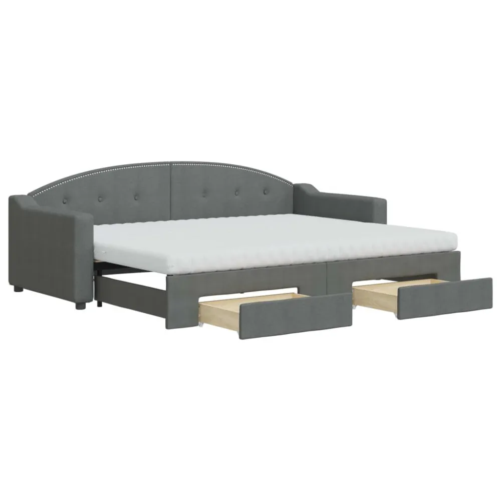 Slaapbank onderschuifbed en lades 80x200 cm stof donkergrijs