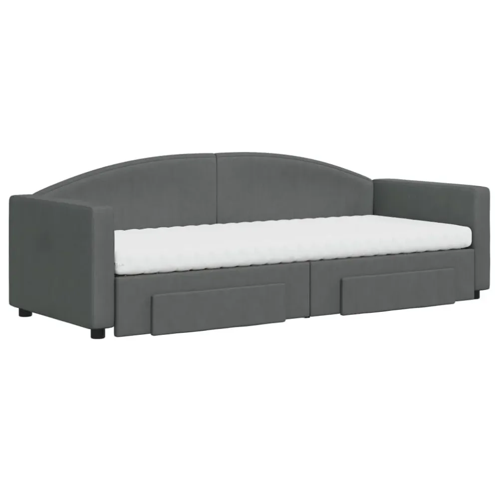 Slaapbank onderschuifbed en lades 80x200 cm stof donkergrijs