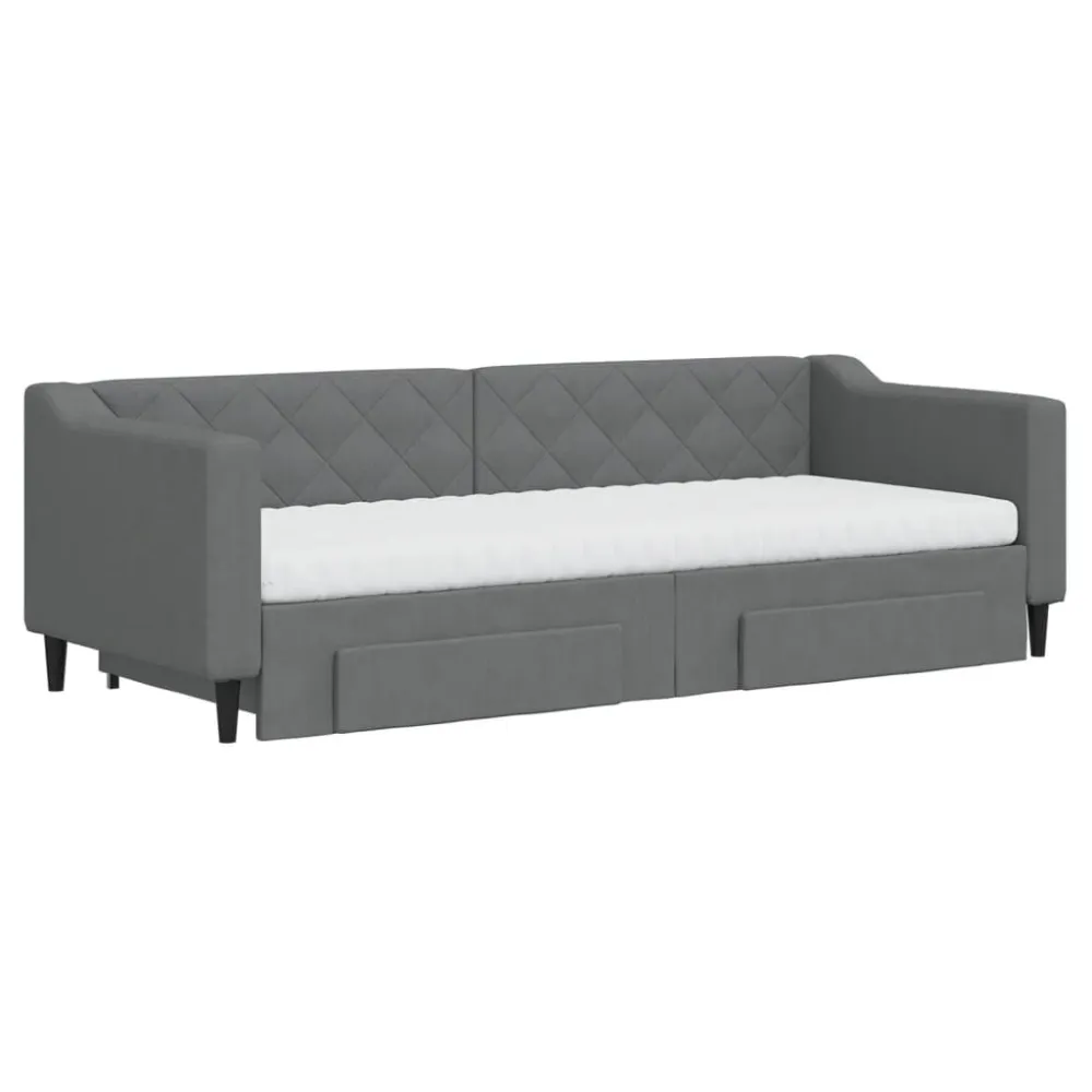 Slaapbank onderschuifbed en lades 80x200 cm stof donkergrijs