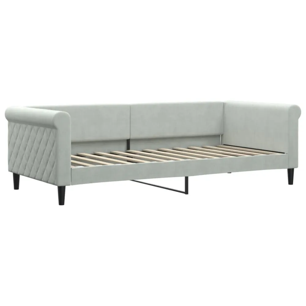 Slaapbank onderschuifbed en lades 90x200 cm fluweel lichtgrijs