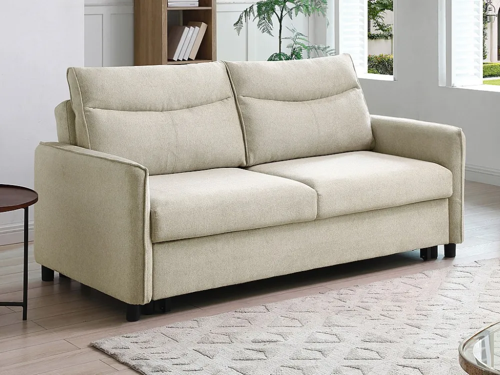 Slaapbank 3 positioneren beige stof IPANEDA