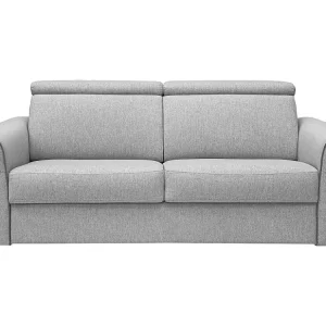 Slaapbank 4 zitplaatsen met lichtgrijze stoffen bekleding - bedbreedte 160 cm - matras 22 cm FLUTARI