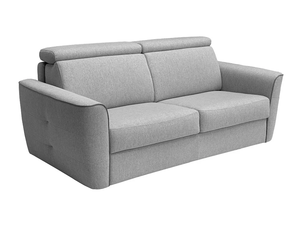 Slaapbank 3 zitplaatsen met lichtgrijze stoffen bekleding - bedbreedte 140 cm - matras 22 cm FLUTARI