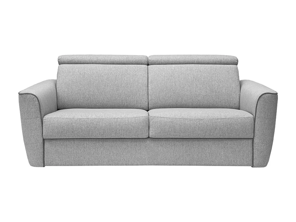 Slaapbank 3 zitplaatsen met lichtgrijze stoffen bekleding - bedbreedte 140 cm - matras 14 cm FLUTARI
