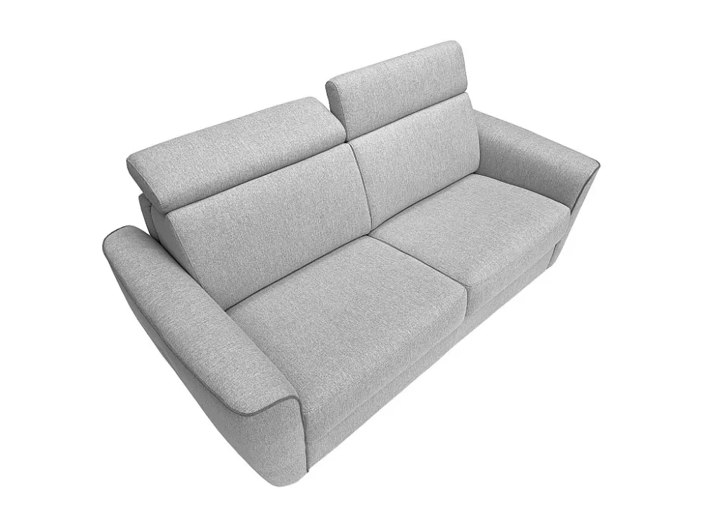 Slaapbank 3 zitplaatsen met lichtgrijze stoffen bekleding - bedbreedte 140 cm - matras 14 cm FLUTARI