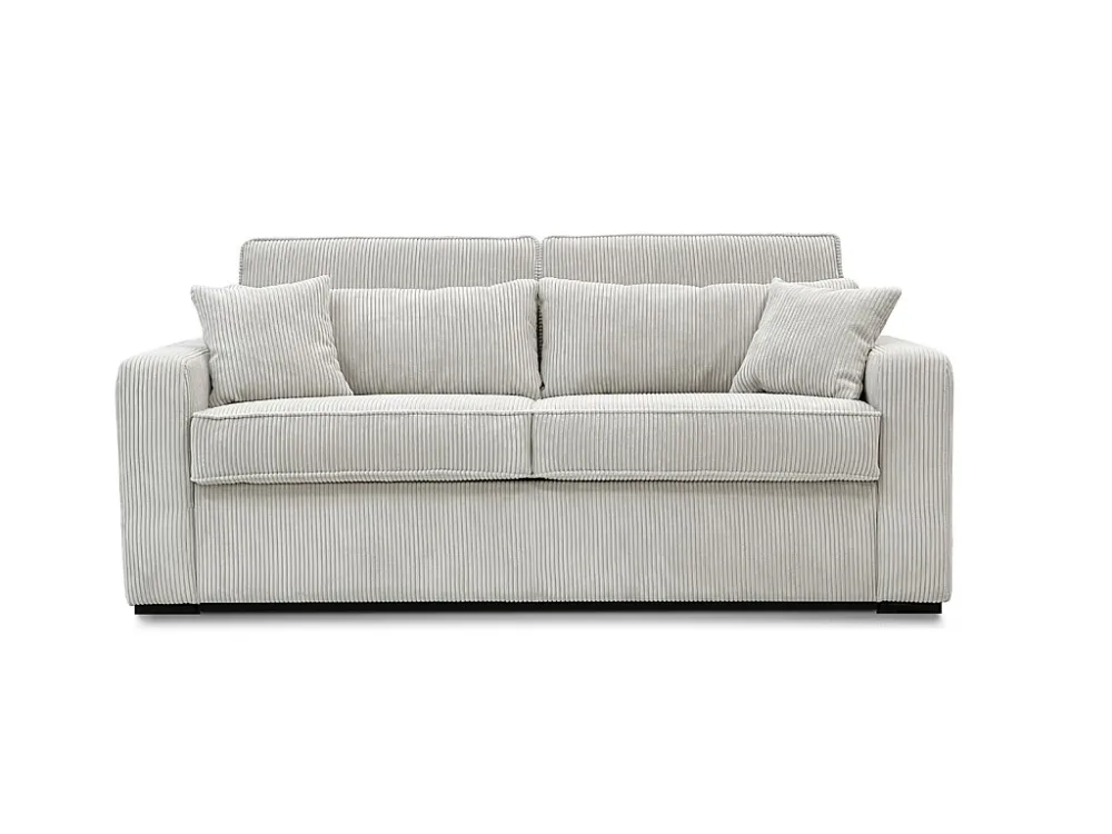 Slaapbank – 3 zitplaatsen – Stoffen bekleding crèmewit – Speedy ombouwbaar – Matrasbreedte: 140 cm – Matrasdikte: 18 cm –...