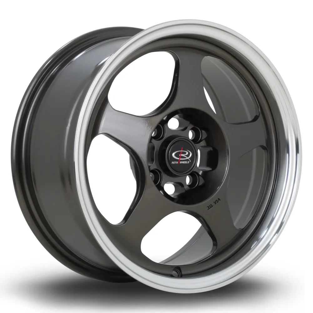 Rota Slipstream 15x7" 4x100 ET40, Gunmetal, Hoogglans Lip