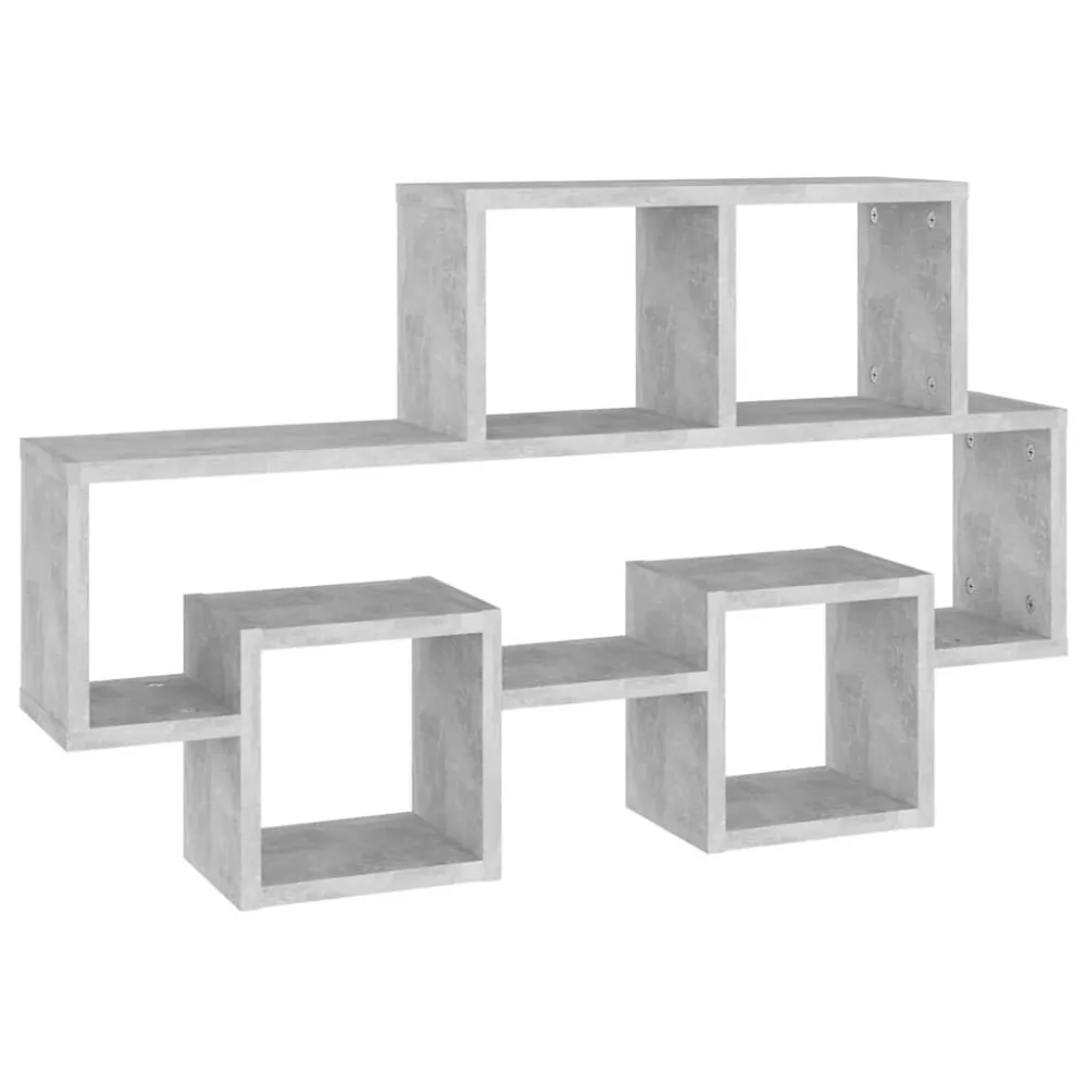 Wandschap auto-vormig 82x15x51 cm bewerkt hout betongrijs