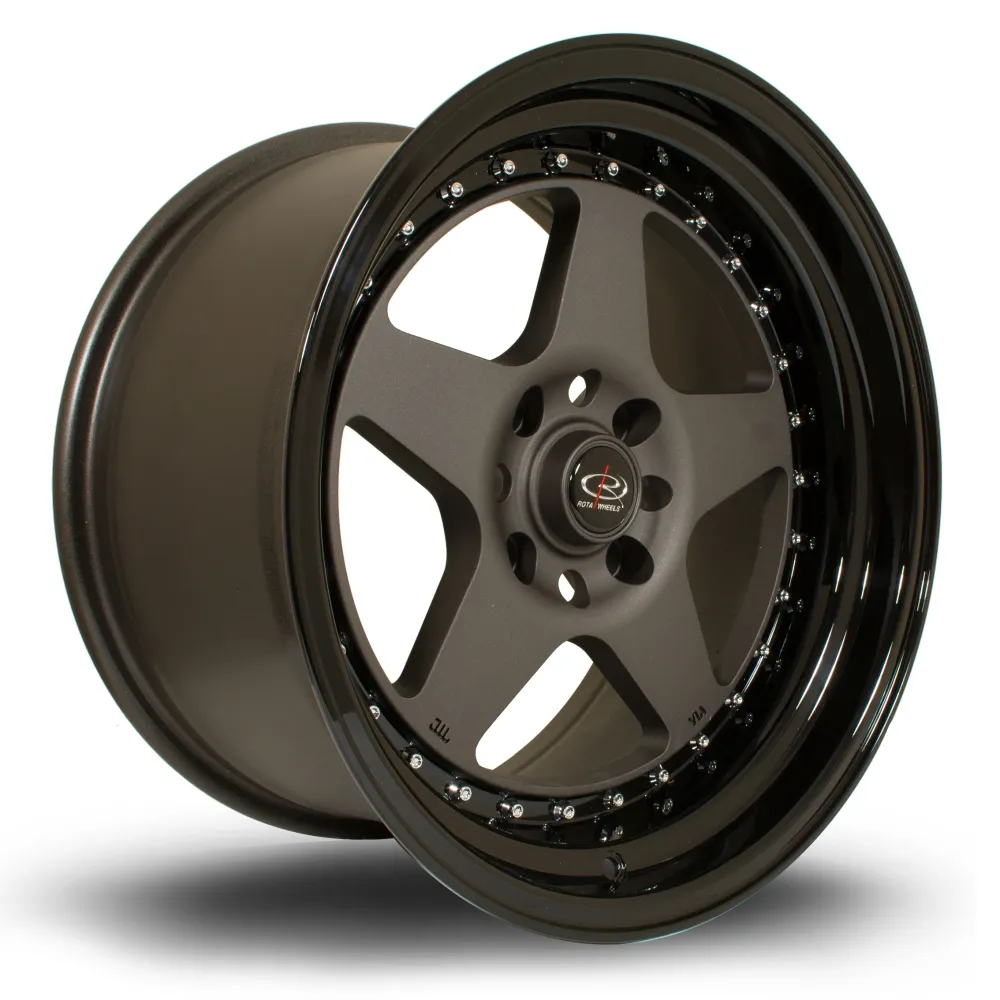 Rota Kyusha 17x9.5" 5x114.3 ET0, Flat Ravenzwart, Black Lip