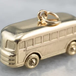 Vintage Gold Bus Charm Pendant